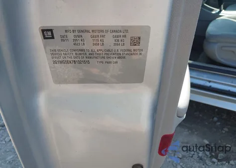 2011 Chevrolet Impala Lt из США, поврежденный, VIN 2G1WG5EK7B1321515